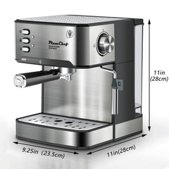 20 Bar Professional Espresso Machine With Milk Frother, Single & Double Shot, ESE Pod Compatible, Visual Display Of Pressure, Removable Water Tank For Cappuccino, Latte, Machiato For Home Barista